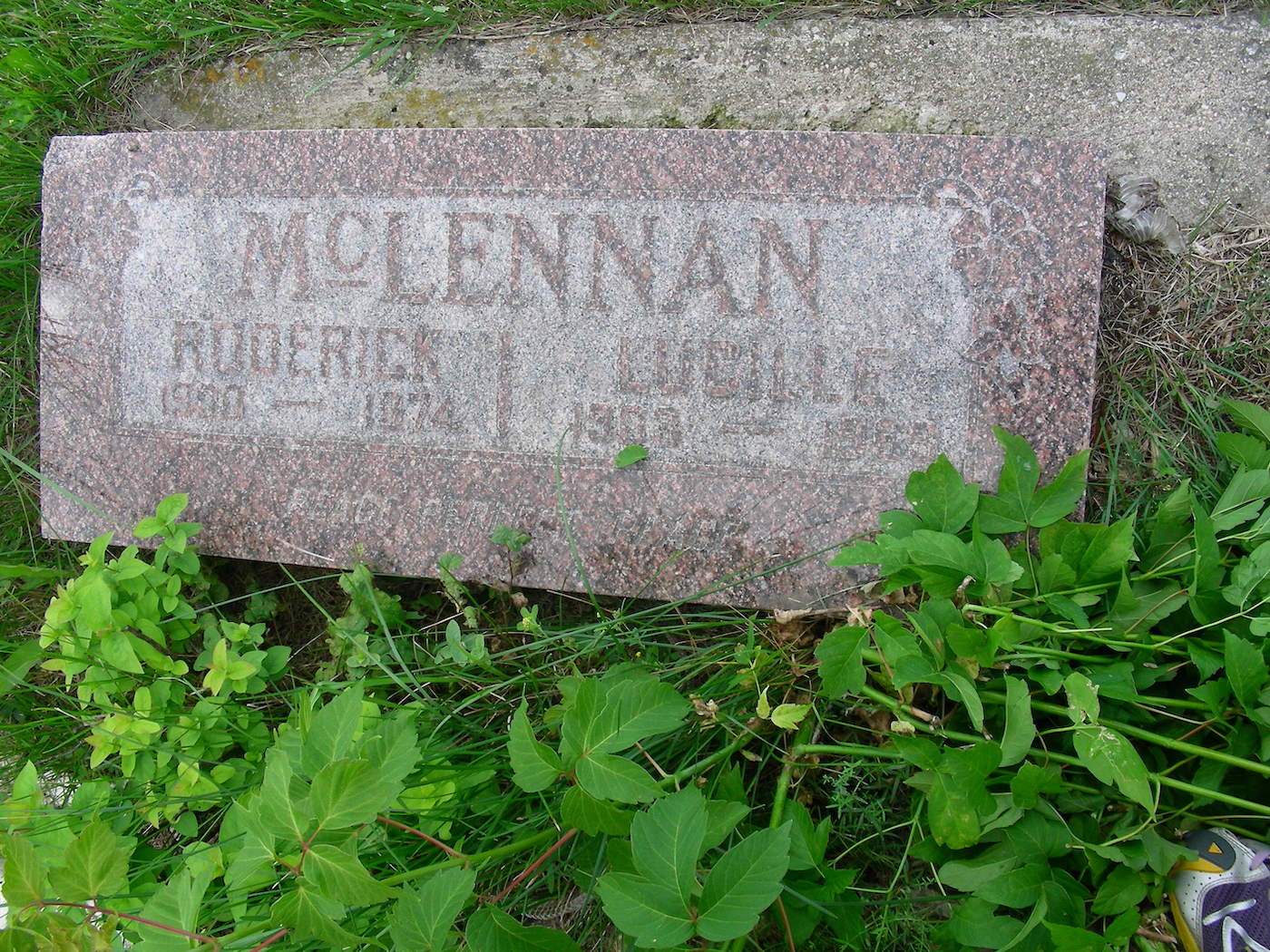Photo of headstones/Roderick N McLennan & Lucille Hesk hdstn Mather Cem, MB